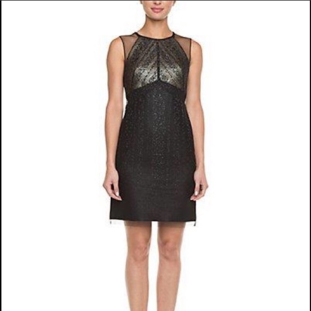 Phoebe black and gold shimmery cocktail dress